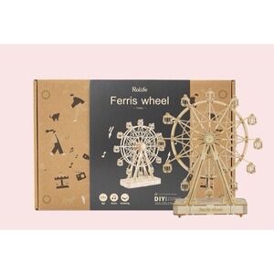 Robotime Hands Craft Ferris Wheel Music Box 3D Laser Cut Wooden‎ Puzzle